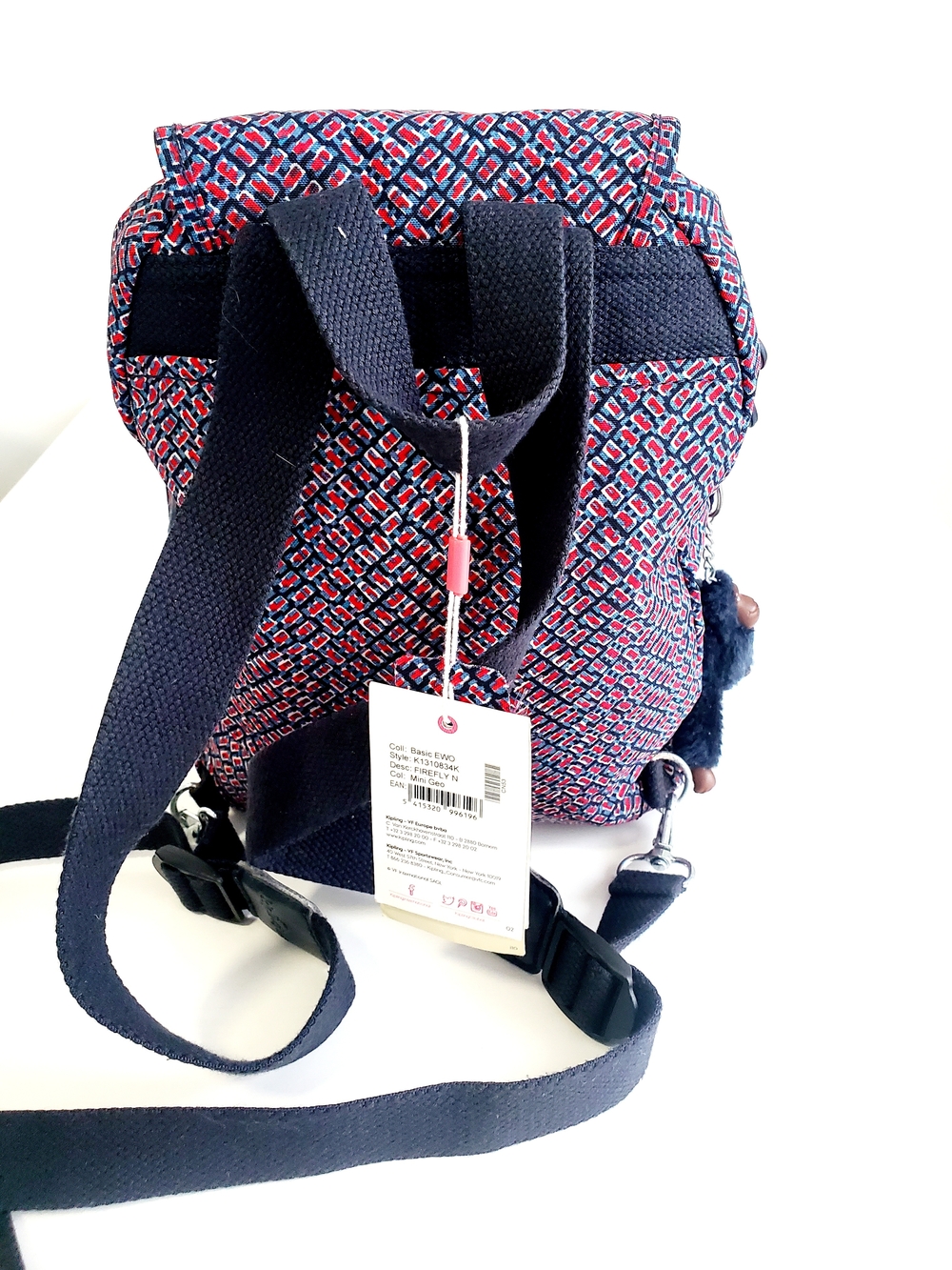 Kipling Mini Backpack - Navy Red Pattern - Picture 4 of 10